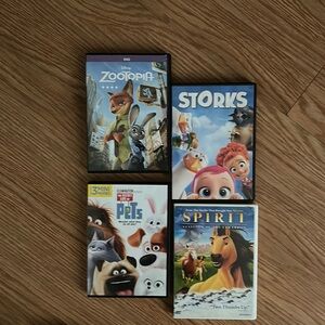 Storks, Zootopia, the secret life of pets and spirit dvds